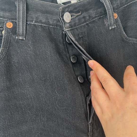 Redone Levi’s black jeans size 25 high rise long inseam straight leg 90s - Picture 2 of 13